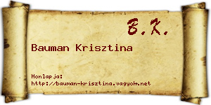 Bauman Krisztina névjegykártya
